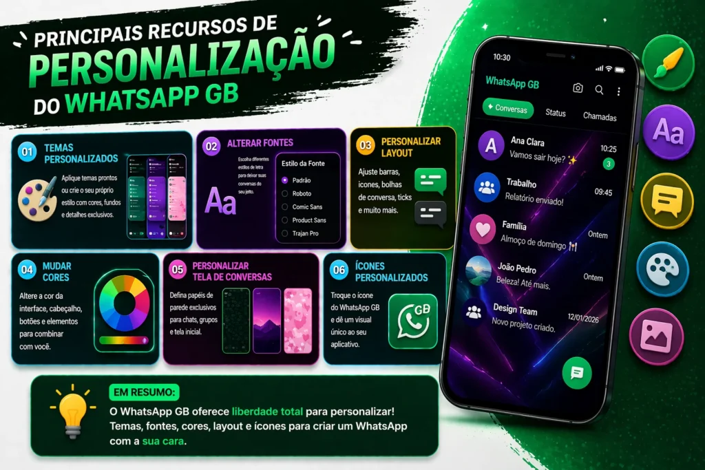 Principais Recursos de Personalização do WhatsApp GB