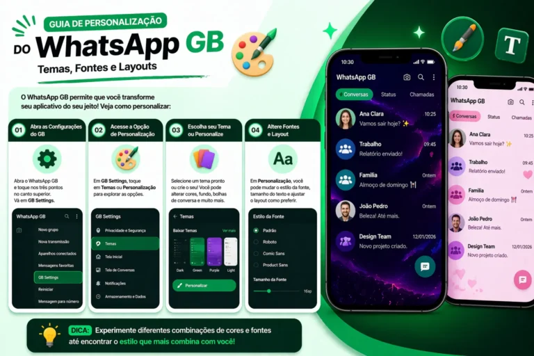 Guia de Personalização do WhatsApp GB — Temas, Fontes e Layouts